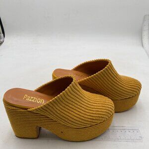 Chic Goldenrod Velvet Platform Mules /Clogs